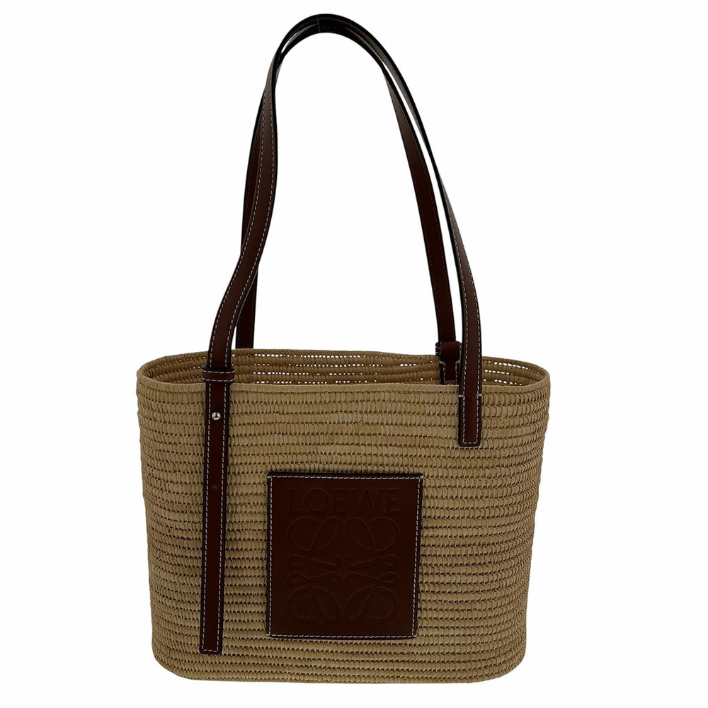 LOEWE Square Basket Bag Handbag Raffia Beige